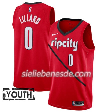 Kinder NBA Portland Trail Blazers Trikot Damian Lillard 0 2018-19 Nike Rot Swingman